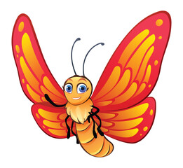 Fototapeta premium Cute butterfly cartoon illustration isolated on white background