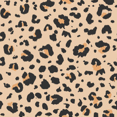Vector leopard pattern. Wildlife seamless repeat. Jaguar fur safari seamless backdrop. Hand-drawn animal fur pattern. Luxury design elements. Cheetah panther surface pattern. Leopard print background