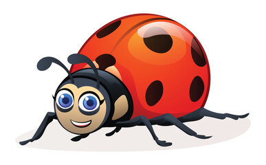 Fototapeta na wymiar Cute ladybug cartoon illustration isolated on white background