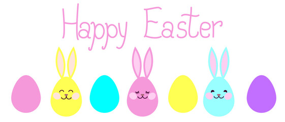 Simple congratulations on Easter. Postcard, horizontal banner