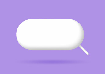 3D White speech bubble elements on Pale purple background, 3D rendering image, Clipping path Included.