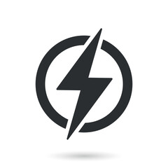 Lightning power icon in flat style. Energy symbol vector illustration on isolated background. Start sign business concept.