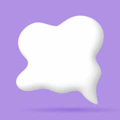 3D White speech bubble elements on Pale purple background, 3D rendering image, Clipping path Included.