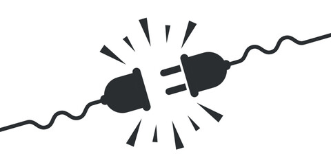 Electric socket with a plug icon in flat style. Connection symbol vector illustration on isolated background. 404 error sign business concept.