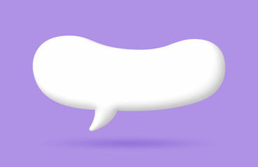 3D White speech bubble elements on Pale purple background, 3D rendering image, Clipping path Included.