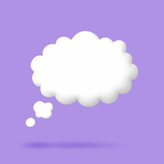 3D White speech bubble elements on Pale purple background, 3D rendering image, Clipping path Included.