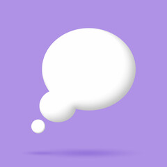 3D White speech bubble elements on Pale purple background, 3D rendering image, Clipping path Included.