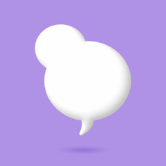 3D White speech bubble elements on Pale purple background, 3D rendering image, Clipping path Included.