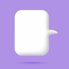 3D White speech bubble elements on Pale purple background, 3D rendering image, Clipping path Included.
