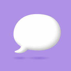 3D White speech bubble elements on Pale purple background, 3D rendering image, Clipping path Included.
