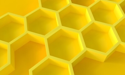 Volumetric yellow hexagons on a yellow background
