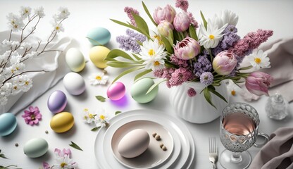 Obraz na płótnie Canvas Easter eggs with flowers