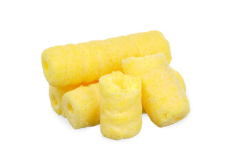 Hole corn snack isolated on white background. snack clipping path