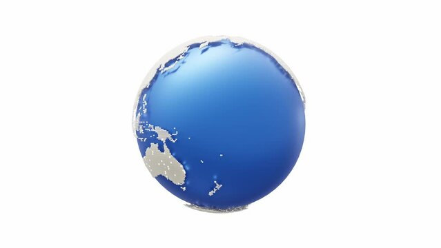 Earth globe blue with pinpoints white light. Animation revolves around itself seamless loop. Alpha Channel and Green Screen. location point marker of shipment or communication concept. 3D Render.