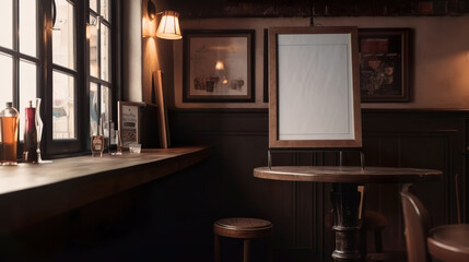 blank presentation board in a pub, generative ai