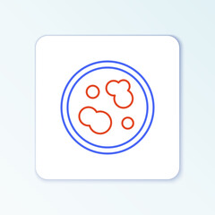 Obraz premium Line Petri dish with bacteria icon isolated on white background. Colorful outline concept. Vector