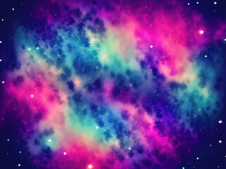 Fototapeta na wymiar Cosmic background with glowing nebula and shimmering stars Generative AI