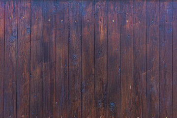 Texture of dark brown boards. Dark wooden texture. Wooden fence.