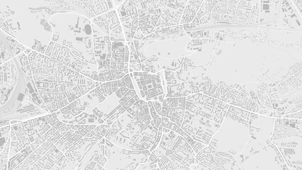 Fototapeta na wymiar White and light grey Lviv City area vector background map, roads and water cartography illustration.