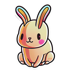 Obraz premium Hopeful Easter Rabbit Sticker with Anime Style and Bright Colors on Transparent Background - Detailed Design