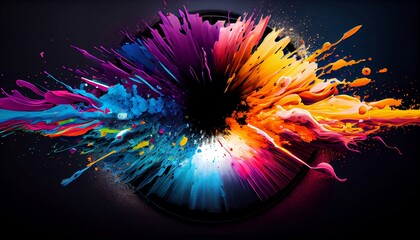 the explosion of colorful energy that radiates from the center of the image, Generative AI, Illustration
