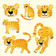 set of cartoon tiger