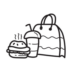 Doodle fast food icon outline vector