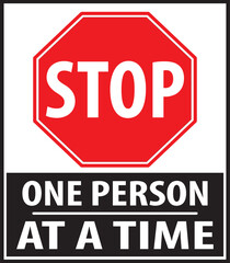 One person at atime warning sign vector 