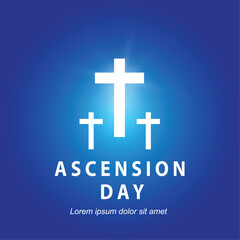 Ascension Day of Jesus with illustration of the cross symbol in the center