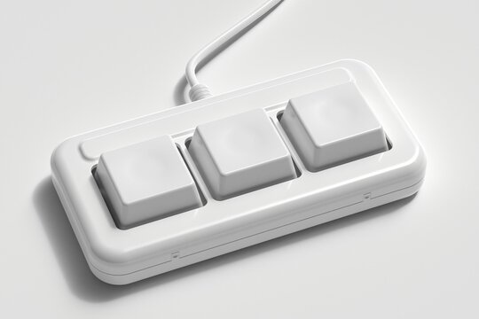 3 buttons keyboard mockup. 3d illustration. Blank minimal abstract keys.