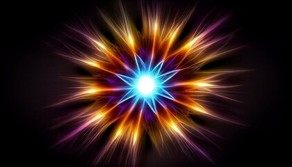 a colorful starburst, with bursts of light and energy that radiate outward from the center of the image, Generative AI, Illustration