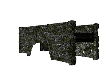 shape stone bridge white background 3d rendering