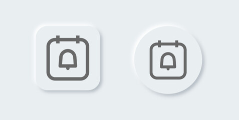 Reminder line icon in neomorphic design style. Alert signs vector illustration.