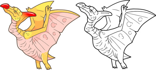 prehistoric dinosaur pterodactyl coloring book - 582398340