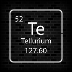 Tellurium neon symbol. Chemical element of the periodic table. Vector illustration.