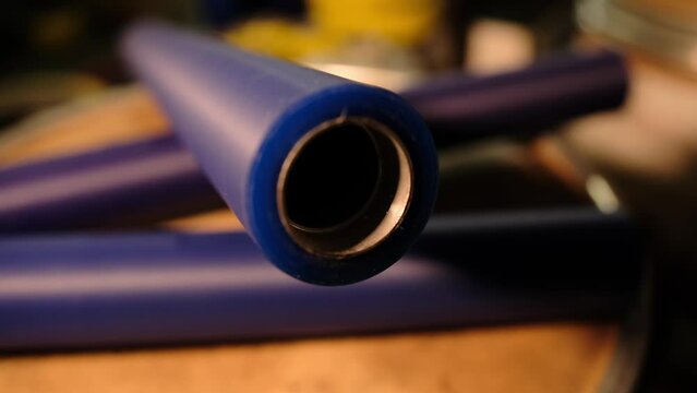 Conveyor rollers with polyurethane coating after restoration of the worn layer