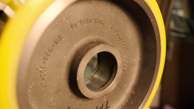Truck Wheels of stackers with polyurethane coating, after restoration