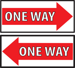 One way directional warning signs