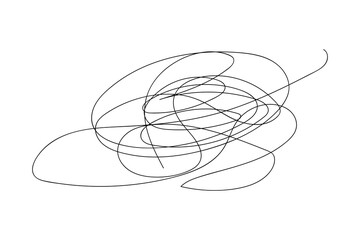 Vector illustration of black tangled thread sketch isolated on white background. vector eps10.
