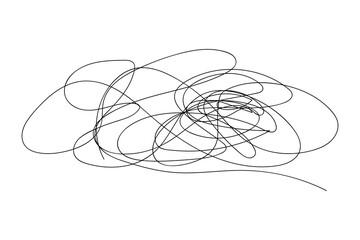 Vector illustration of black tangled thread sketch isolated on white background. vector eps10.
