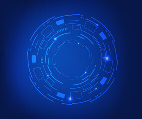 Circle interface technology. Futuristic technology concept. Abstract vector blue background.