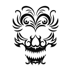 Skull logo. Abstract black and white emblem. Vector illustration