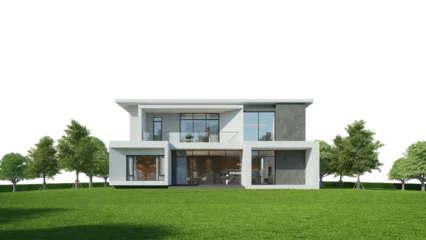Foto op Canvas modern house on the lawn in daylight © manow