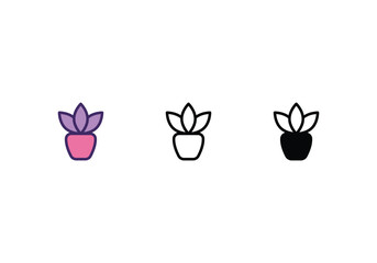 plant icons set with 3 styles, vector stock illustration


