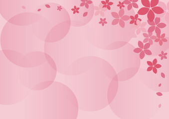 桜の花の背景素材　右上フレーム　濃ピンク　ベクター
