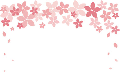 桜の花　上部フレーム素材　ピンク　ベクター　背景透過