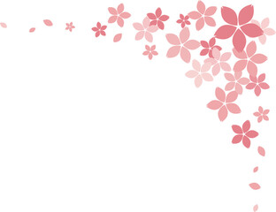 桜の花　右上フレーム素材　ピンク　ベクター　背景透過