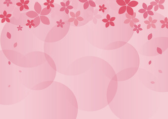 桜の花の背景素材　上部フレーム　濃ピンク　ベクター