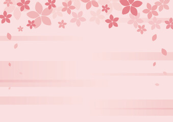 桜の花の背景素材　上部フレーム　ピンク　ベクター