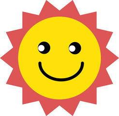 The sun icon with a cute expression, representing the sunny weather in summer